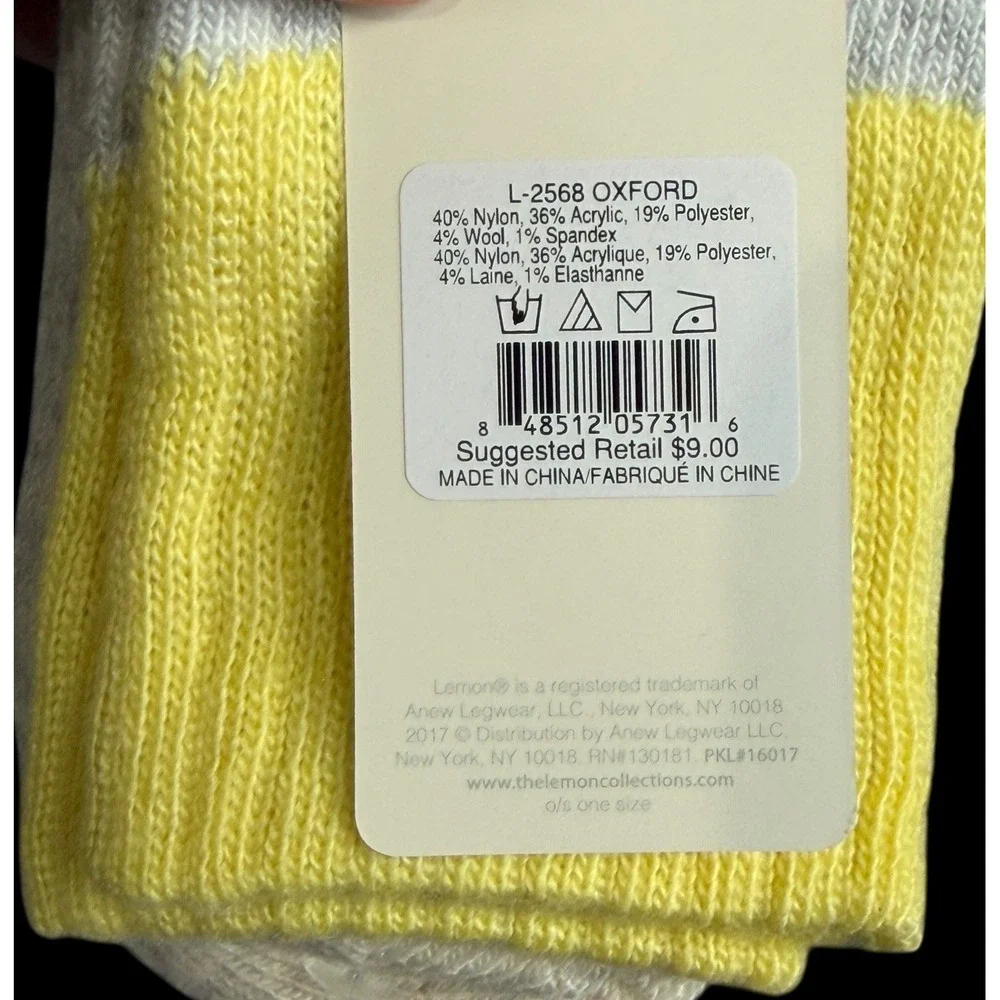 Lemon The Lemon Collection Women's Crew Socks Gray/Yellow One Size (3 Pack)
